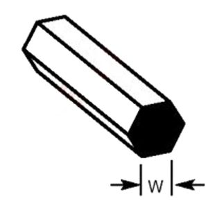 MRX-80 Styrene Hexagonal Rod L250 x 2.0mm (10pk) Plastruct